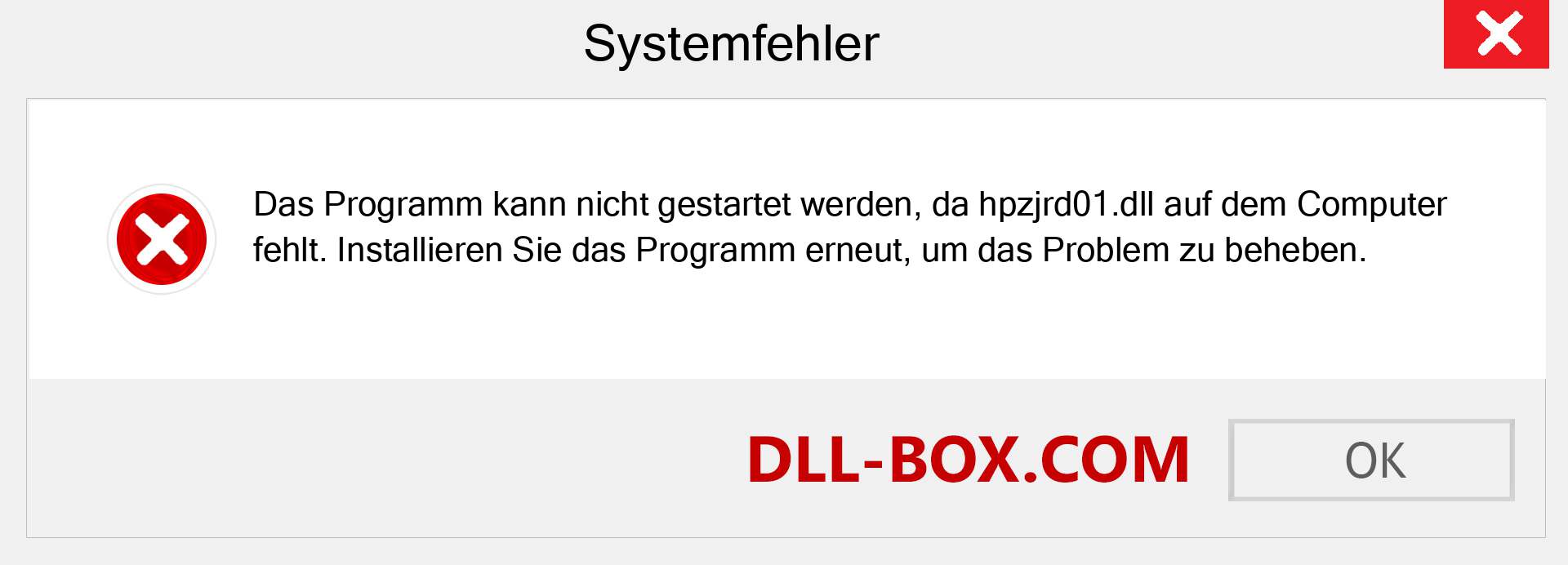 hpzjrd01.dll-Datei fehlt?. Download für Windows 7, 8, 10 - Fix hpzjrd01 dll Missing Error unter Windows, Fotos, Bildern